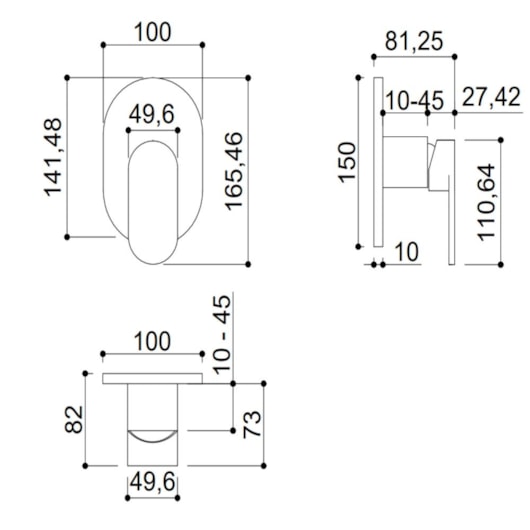Acabamento De Misturador Monocomando De Chuveiro Para Base Deca 40 Rb74567 Dourado Rubinettos - Imagem principal - a6d34779-f008-416b-96ca-679586976087