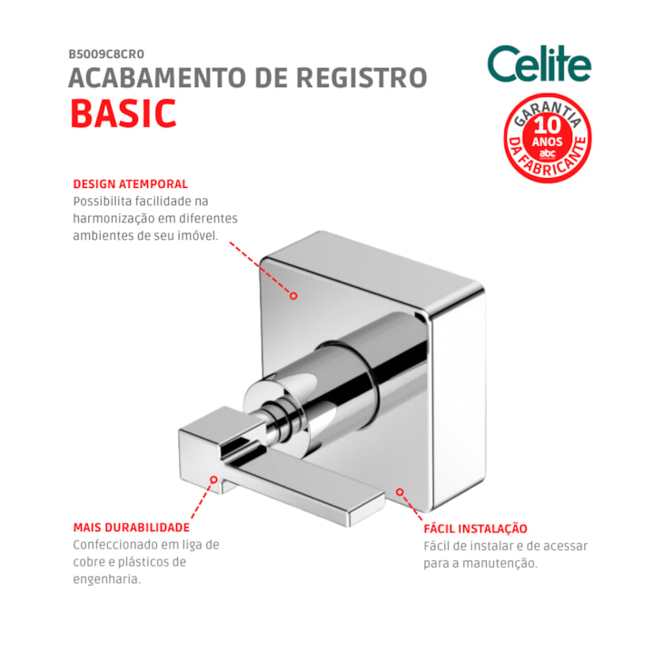 Acabamento De Registro Base Deca Elite 1.1/4 1.1/2 Cromada Celite