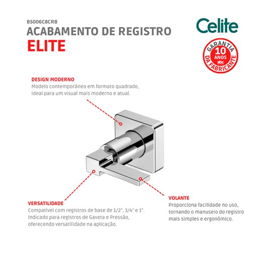 Acabamento De Registro Base Deca Elite 1/2 3/4 1 Cromada Celite - Imagem principal - f3bb63d9-d36f-4cd2-b10f-d5d4e80a137a