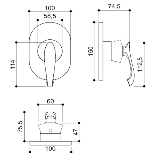 Acabamento Misturador Monocomando De Chuveiro Classic Para Base Deca 40 Rb8090 Cromado Rubinettos - Imagem principal - 227e6e39-a58d-483f-a9f1-da8a1d4f2f76