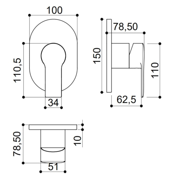 Acabamento Misturador Monocomando Para chuveiro Deca Kr6567 Cromado Kromma