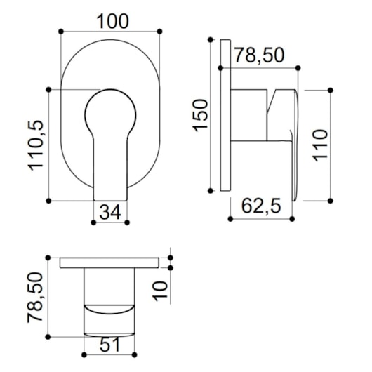 Acabamento Misturador Monocomando Para chuveiro Deca Kr6567 Cromado Kromma - Imagem principal - 54bed513-2000-4657-bce2-2051d01aa874