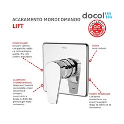 Acabamento Monocomando Para Chuveiro E Ducha Higiênica Lift 1/2 Cromada Docol