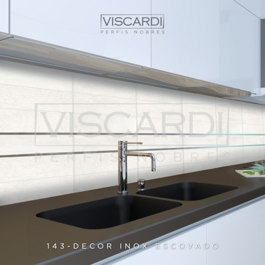 Acabamento P/ Piso/Parede Decor 143 Inox Escovado Aço Inox 304 Viscardi - Imagem principal - 78f369fb-abf2-4431-b6ba-9fec77723a05