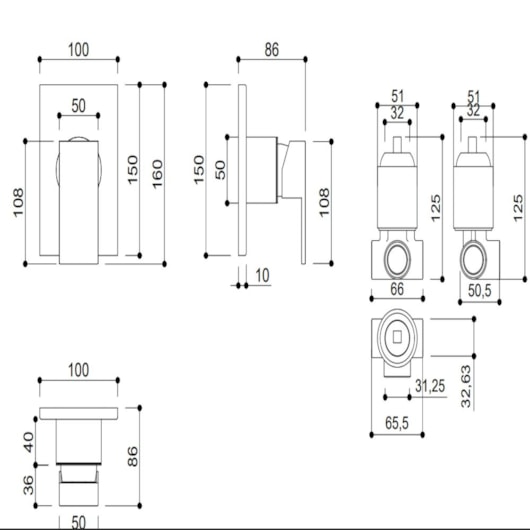 Acabamento Para Misturador Monocomando Para Chuveiro  Acompanha Base Dourado Kromma - Imagem principal - 80d71fee-57b7-429c-9dd7-c9cff80366cf