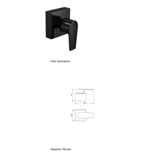 Acabamento Para Registro 1.1/4 E 1.1/2 Level Black Matte Deca - Imagem principal - 4443a883-5fc5-4391-890b-97848ff44fe5
