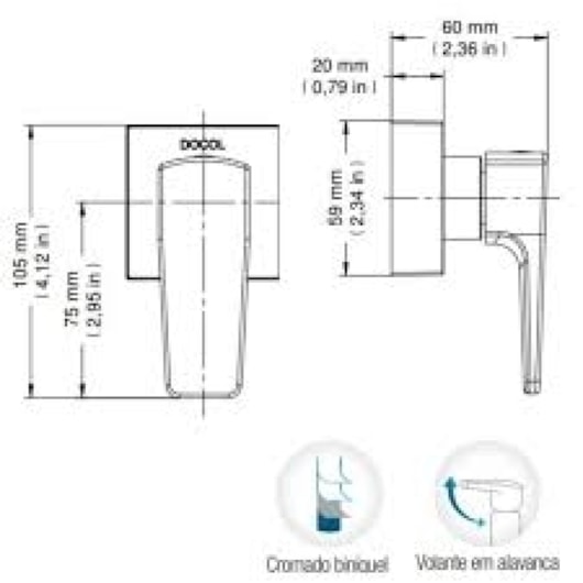 Acabamento Para Registro 3/4 Lift Onix Docol - Imagem principal - 87ef8456-2f39-4b37-a24f-f99b5fa27601