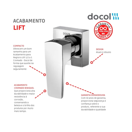 Acabamento Para Registro Base Deca Lift1/2 3/4 1 Cromado Docol - Imagem principal - ac1605e1-009e-41b2-ba91-51ba96704994