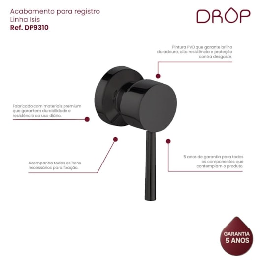 Acabamento Para Registro Base Deca Meber Docol Black Matte Drop - Imagem principal - 78f7785a-5684-4708-a551-c4e020557b5a