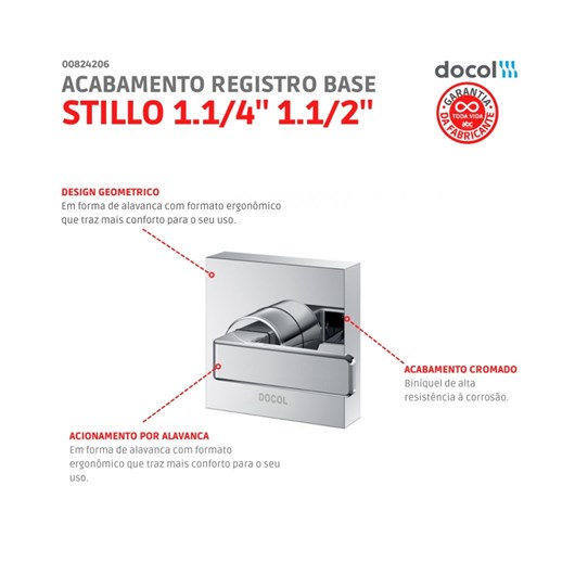 Acabamento Para Registro Base Deca Stillo 1.1/4 1.1/2 Cromado Docol - Imagem principal - 2c529b07-611f-4ed5-aad0-638d60226c7d