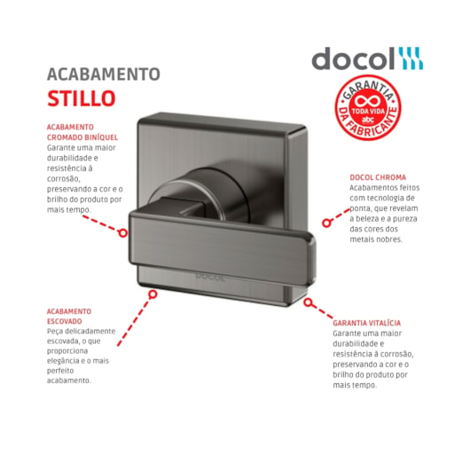 Acabamento Para Registro Base Deca Stillo 1/2 3/4 1 Grafite Escovado Docol - Imagem principal - 8428f5e6-9907-4ed1-84ee-9309504b7cde