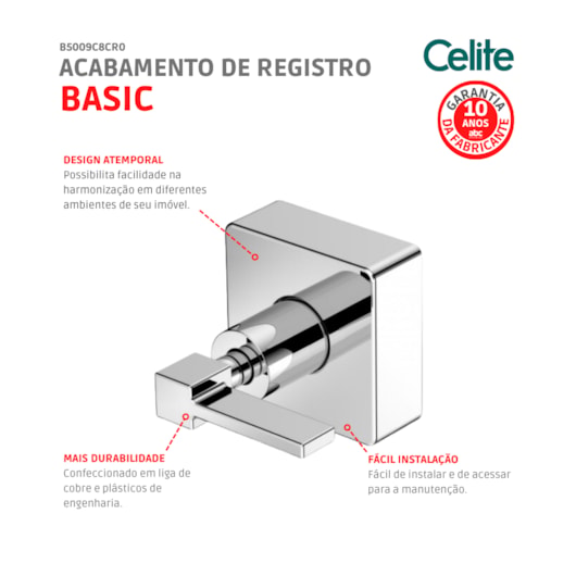 Acabamento para Registro de Gaveta e Pressão Base Deca 1.1/4 1.1/2 Elite Cromado Celite - Imagem principal - bc8b1e34-1999-4f55-a2c8-a8772ead51f3