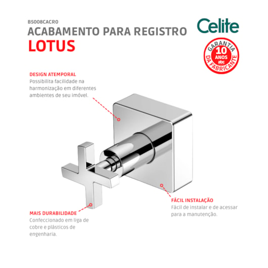Acabamento para Registro de Gaveta e Pressão Base Deca 1.1/4 1.1/2 Lotus Cromado Celite - Imagem principal - 5ecd7552-56be-420d-a9f8-2182246bfff2