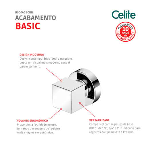 Acabamento para Registro de Gaveta e Pressão Base Deca 1/2 3/4 1 Basic Plus Cromado Celite - Imagem principal - ef7e9ddd-df9a-4fcb-b5fb-ba2f5fff5af8