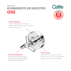 Acabamento para Registro de Gaveta e Pressão Base Docol 1/2 3/4 1 One Cromado Celite