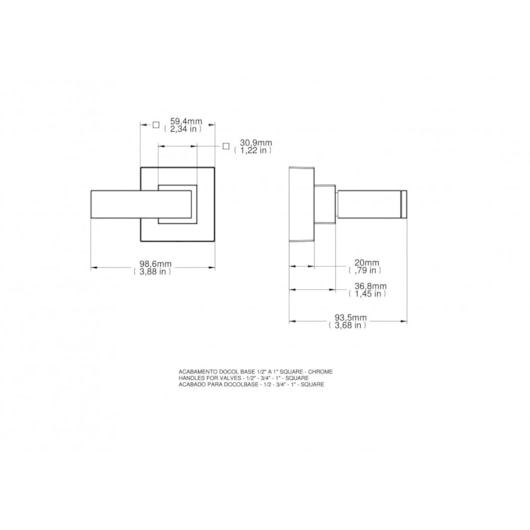 Acabamento Para Registro Docolbase Square 1/2
