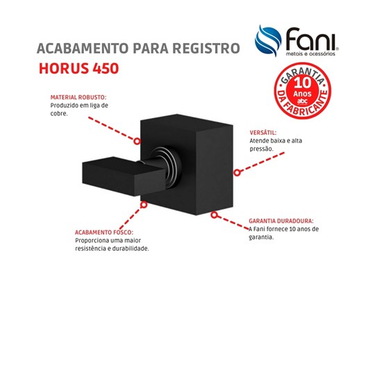 Acabamento para Registro Preto Fosco Horus 509 3/4 BK450 1/2, 3/4 e 1 Fani - Imagem principal - 4c2a2019-c4bd-43d9-ab08-2b6e445a9a55