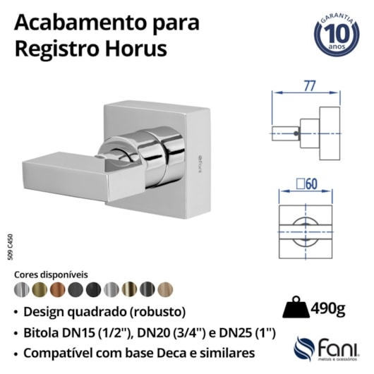 Acabamento para Registro Preto Fosco Horus 509 3/4 BK450 1/2, 3/4 e 1 Fani - Imagem principal - 3ec01b3b-8752-48e5-8370-43035e78bf7b