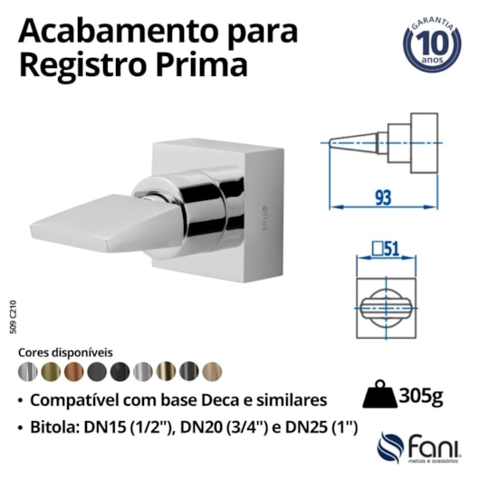 Acabamento Para Registro Prima 3/4