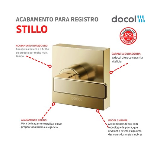 Acabamento Para Registro Stillo 1/2 3/4 1 Ouro Polido Docol - Imagem principal - bfbaec98-dd6f-4a17-a021-10203dc83e9f