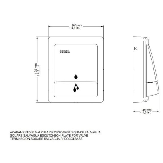 Acabamento Para Válvula De Descarga Square Cromado Docol - Imagem principal - 35a0f9e7-00cc-4dd4-8e59-7583d6e59a10