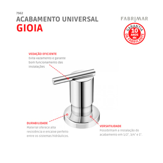 Acabamento Universal Gioia Cromado 1/2,3/4 E 1 Fabrimar - Imagem principal - 9923d709-9858-43cc-a6b0-e6063c875da2