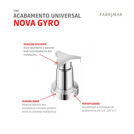 Acabamento Universal Nova Gyro 1/2, 3/4 E 1 Cromado Fabrimar  - Imagem principal - 5dbc217d-cf6a-4af3-a060-446b82dda401