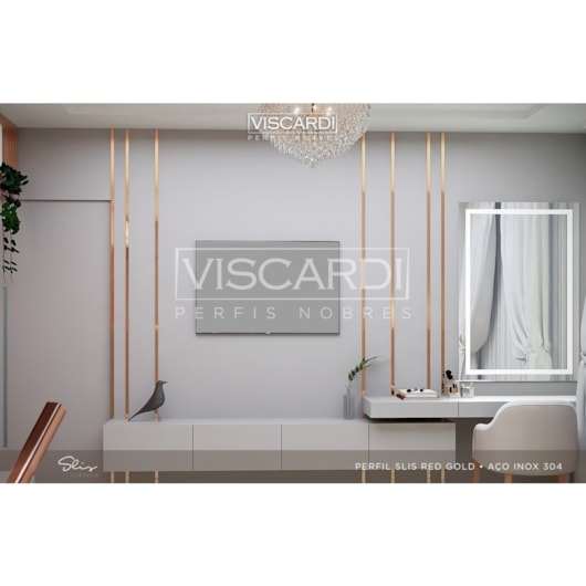 Acabamento Viscardi Para Parede Slis 77 Slis Red Gold Aço Inox 304  - Imagem principal - 6462d5e0-8c9b-49d3-b869-554267e37bd2