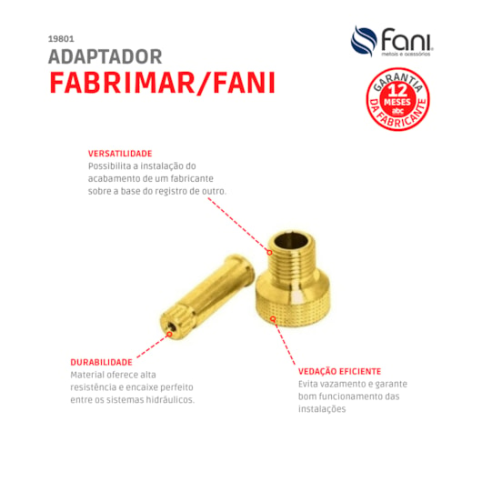 Adaptador Fabrimar Para Acabamento Fani 1/2 3/4 E 1 1/2 506 B Fani - Imagem principal - 280683a3-df53-43b7-856c-a68a22f2d816