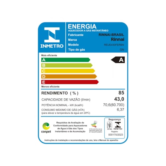 Aquecedor A Gás Digital E430 43L Bivolt Branco Rinnai - Imagem principal - e0c08b1f-4b80-43cb-b87b-55a0451cc4db