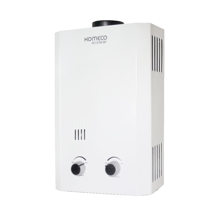 Aquecedor De Água A Gás Automático Gn En Baixa Pressão Ko 07m Branco Komeco 7L