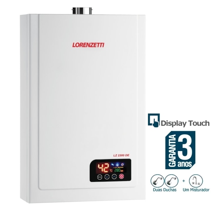 Aquecedor De Água A Gás Digital 23l Gn Lz 2300 De Branco Lorenzetti