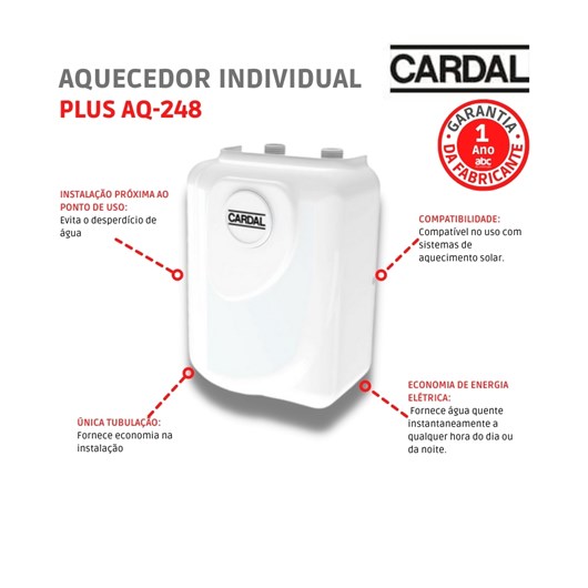 Aquecedor Individual Plus 220v Aq-248/2 Cardal - Imagem principal - e68914b0-262e-442c-9cd1-71199c76dbf5