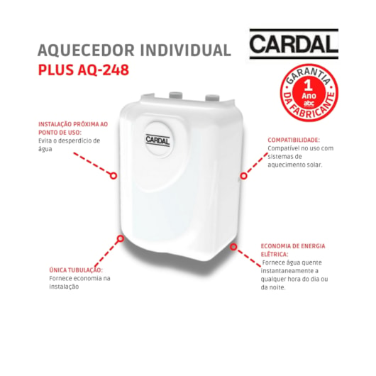 Aquecedor Individual Plus Aq-248/2 Cardal 220V - Imagem principal - 16d19acb-e01d-4241-bc74-a4db86cffcf8