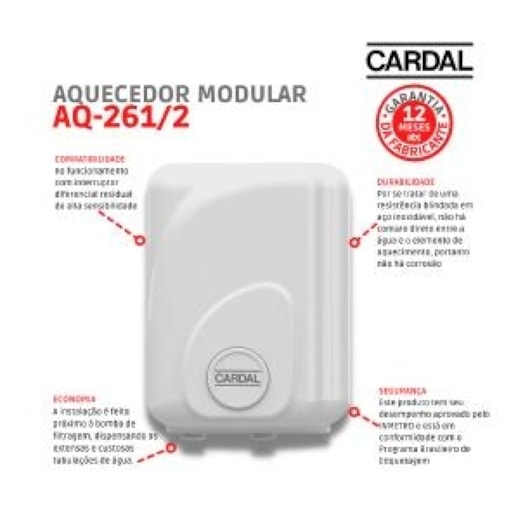 Aquecedor Para Piscina Modular Aq-261/2 220v Cardal - Imagem principal - c7e6472c-0041-4b5f-811d-02b9e7133679