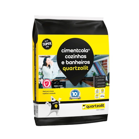 Argamassa Cimentcola Super Ac1 Cozinhas E Banheiros 20kg Quartzolit - Imagem principal - 0dad6f1e-9eea-42b6-bf45-db0dff03af54