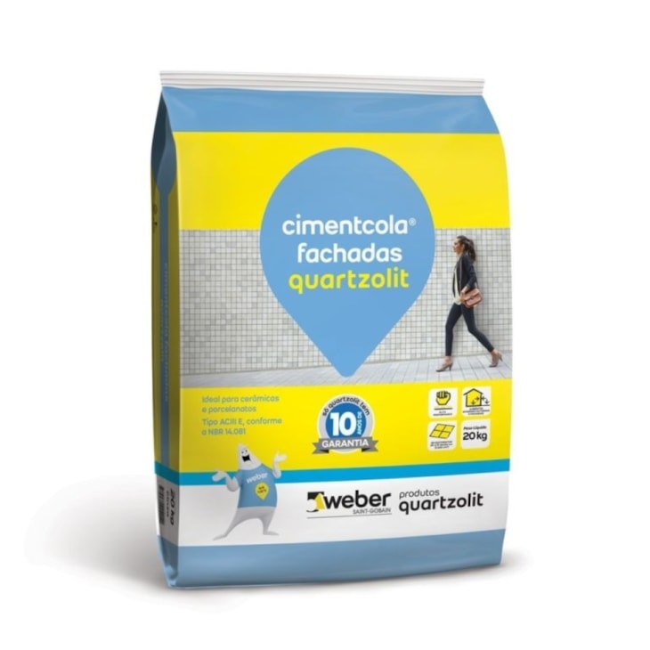 Argamassa Cimenticola Fachadas Ac3 Cinza Quartzolit 20kg