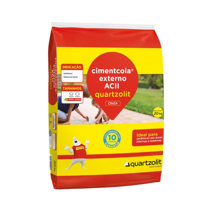 Argamassa Externa Cinza Ac2 Quartzolit Embalagem de Plástico 20kg