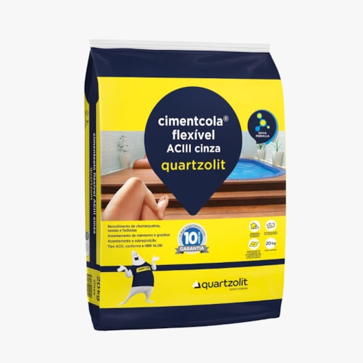 Argamassa Flexível Interna E Externa AC3 Cinza Embalagem de Plástico Quartzolit 20Kg - Imagem principal - f1016ef8-061e-4e4f-8dda-691b58061067