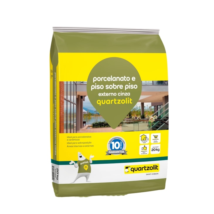 Argamassa Para Porcelanato E Piso Sobre Piso Externo 20kg Cinza Quartzolit