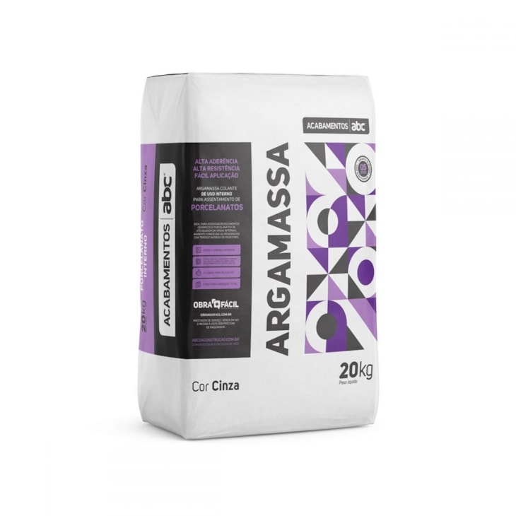 Argamassa Para Porcelanato Interno 20kg Abc