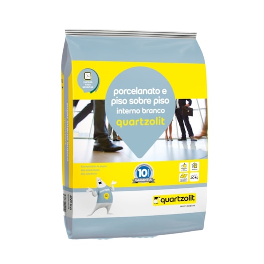 Argamassa para Porcelanato Interno e Piso sobre Piso Branco Quartzolit 20Kg - Imagem principal - e38a8652-2583-49b7-8cbf-7adde71acd64