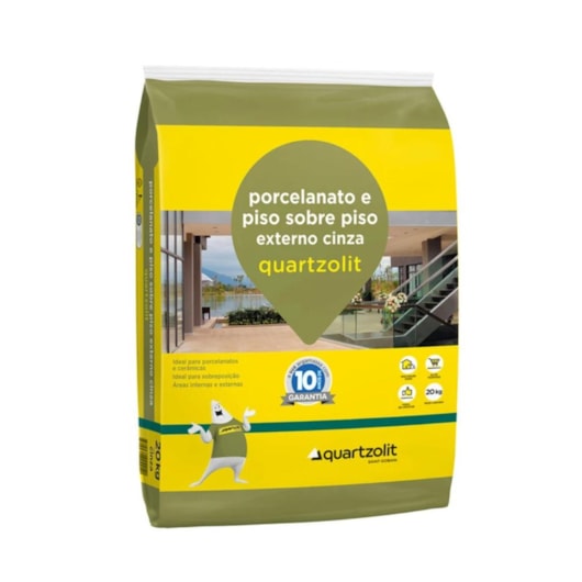 Argamassa Porcelanato Piso E Sobre Piso Externo Cinza Embalagem de Plástico Quartzolit 20Kg - Imagem principal - e0a3ae21-7bac-4049-a2e9-e47786fcddd0