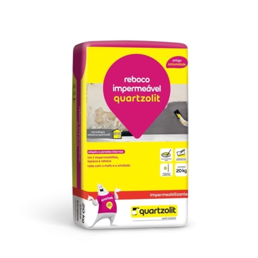 Argamassa Reboco Impermeável 20kg Quartzolit - Imagem principal - 18a9997e-cb0c-436e-b61a-9a7d6d6e1995