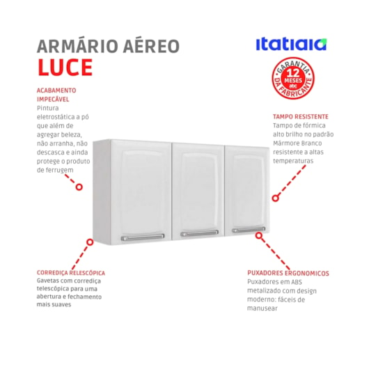 Armário Aéreo De Aço Luce 2018 Ip3-105 Branco Itatiaia - Imagem principal - 44b48649-ff6d-444f-91df-905a5afcb8db