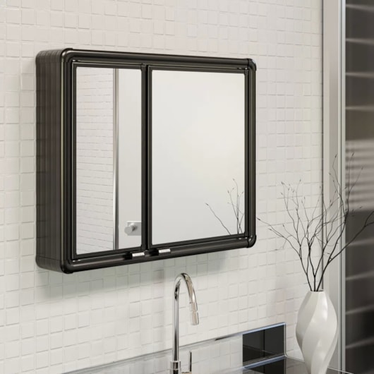 Armário De Alumínio De Sobrepor Com Perfuração Preto Astra 54x45x11,3cm - Imagem principal - b2f57d71-6eb3-4e6b-8dbd-18545ff79bde