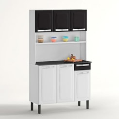 Armário De Cozinha Rose Branco e Preto Itatiaia Armário De Cozinha Rose Branco e Preto Itatiaia