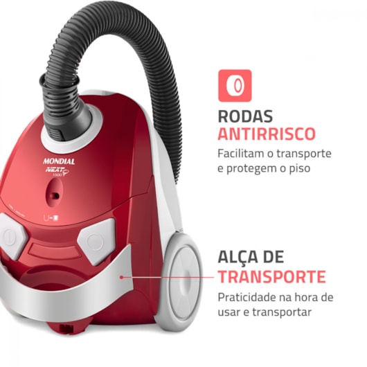 Aspirador Next 1500 Vermelho Mondial 127V 1200W - Imagem principal - 4e2e2ee3-0793-49a7-9c98-47e2a5b4aa52