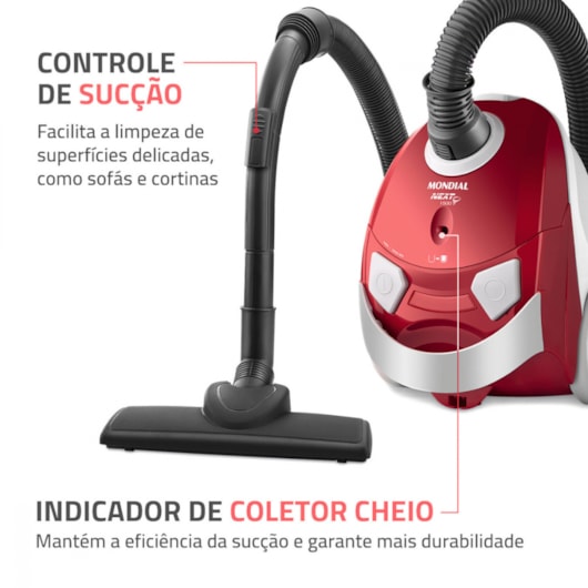 Aspirador Next 1500 Vermelho Mondial 127V 1200W - Imagem principal - 3838dfbf-710f-4867-b2da-ee9228e22f16