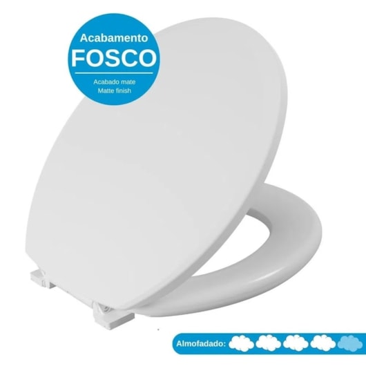 Assento Sanitário Almofadado Com Tampo Branco Fosco Astra - Imagem principal - fa2edda1-d6fd-47cd-92dc-f8896b92fc4e